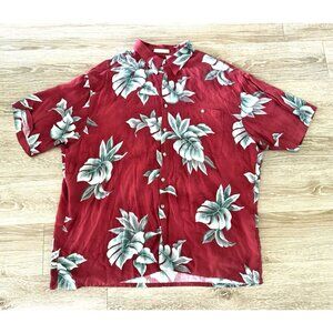 Campia Moda Hawaiian red grey Abstract Print Men's Short Sleeve XXL
